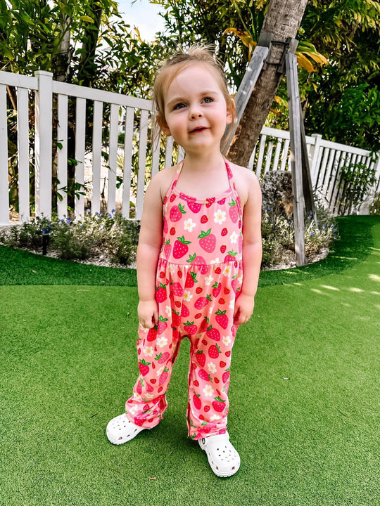 Strawberry Halter Tie romper