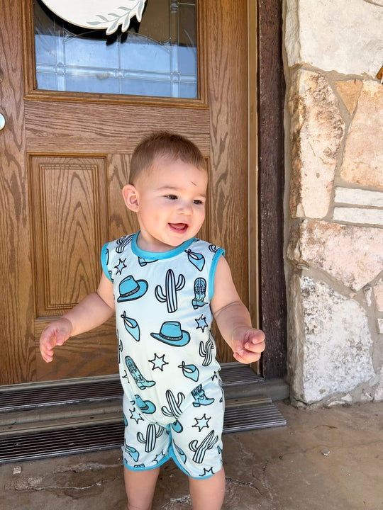Blue cowboy romper