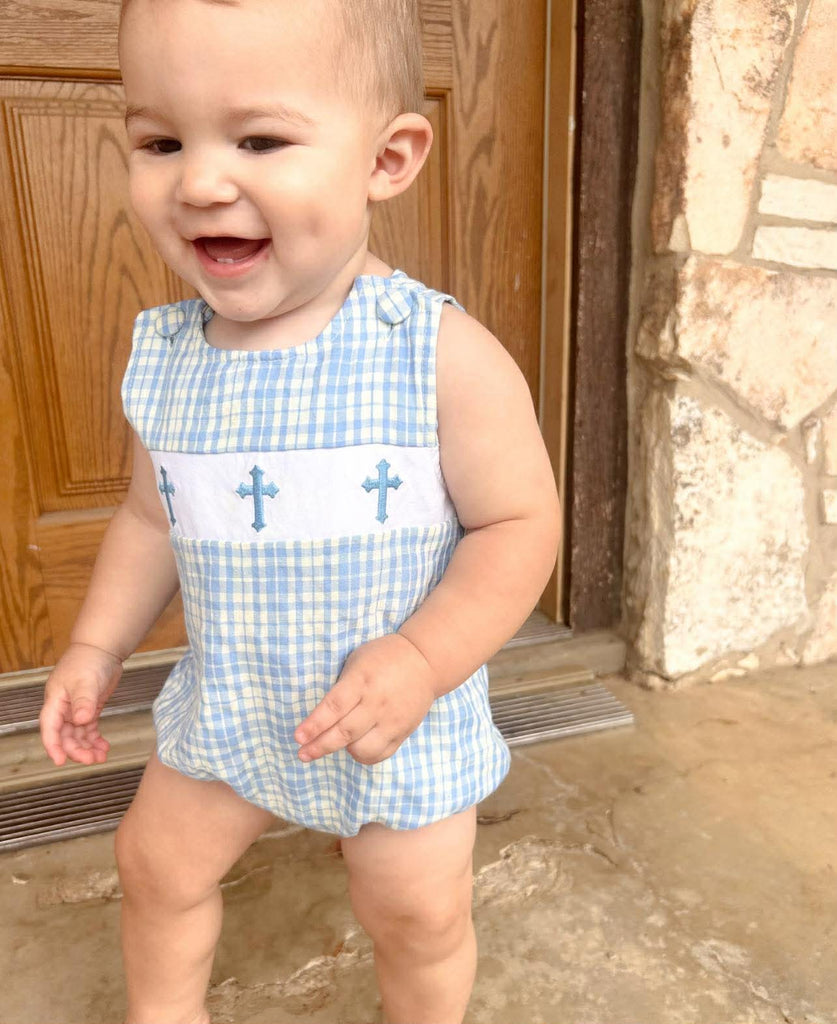Premium blue boy cross romper