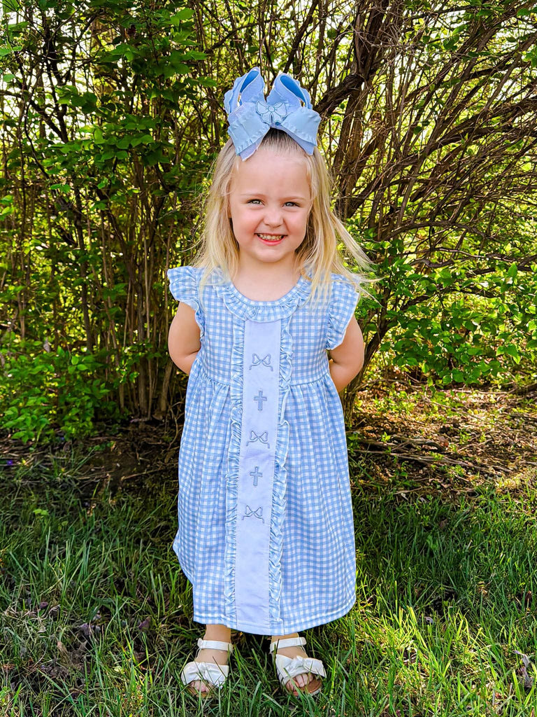 Blue cross embroidery dress