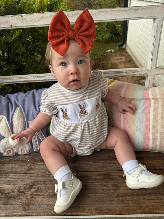 Gray Bunny embroidery romper