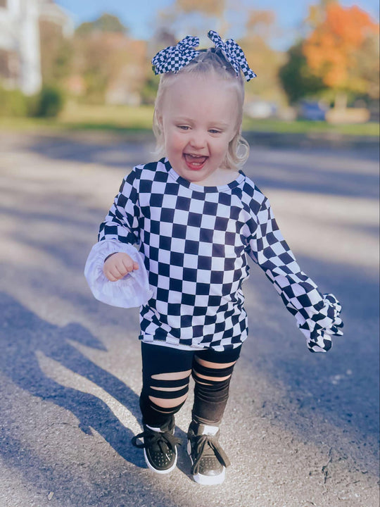 Checkered Bell sleeve top