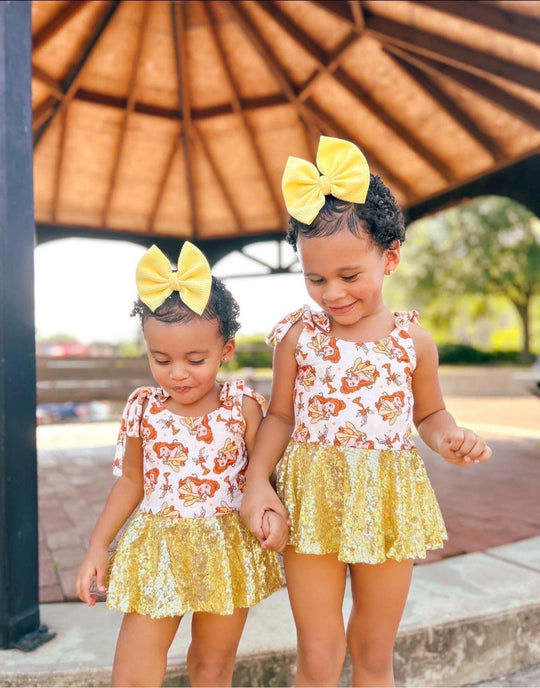 Gold mesh tie romper