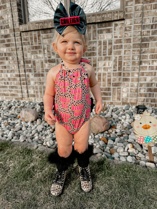Daddys Girl Ruffle tie romper