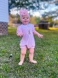 Premium Pink Easter embroidery romper