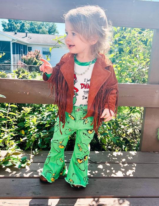 Brown faux suede fringe jacket