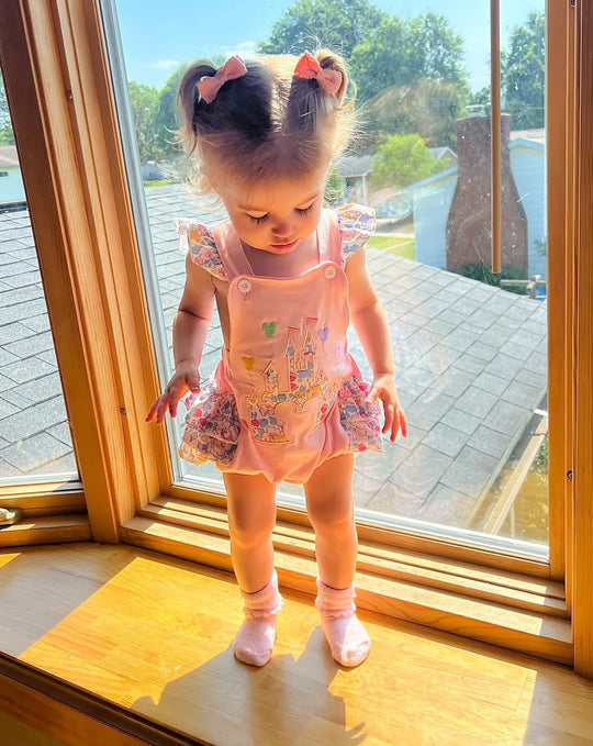 Pink castle romper