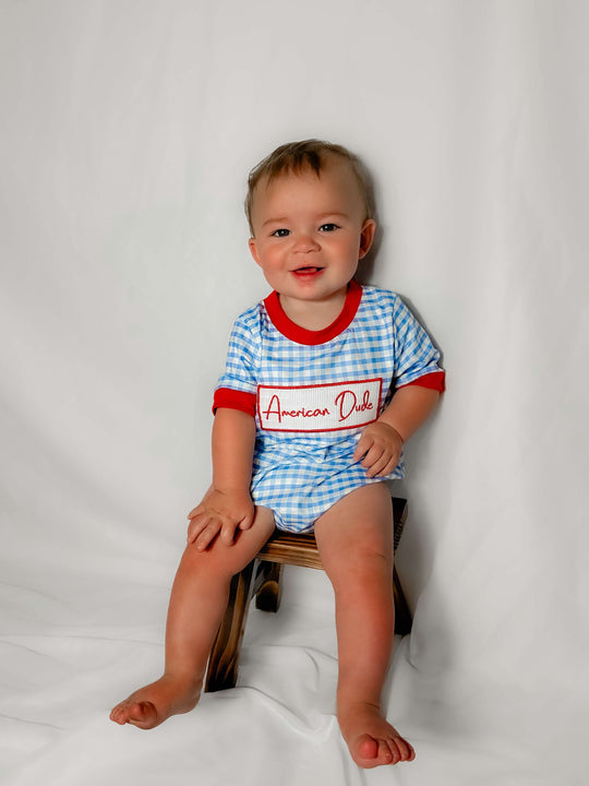 Smocked American dude romper