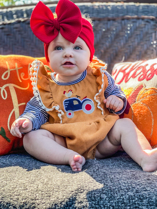 Mustard Chicken tractor romper