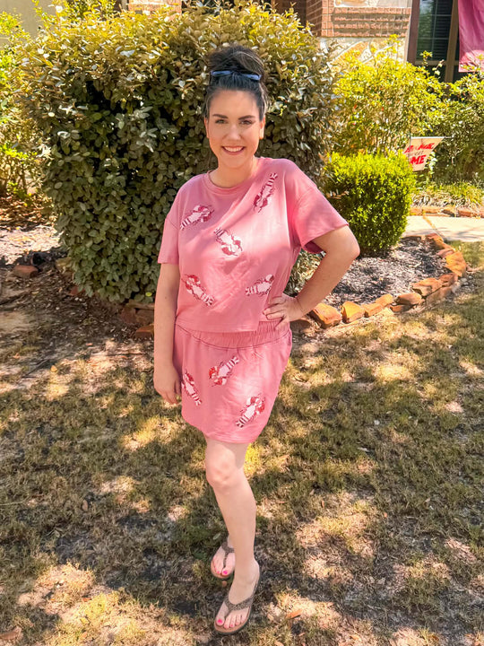 Blossom sequin crawfish cropped tee and skort
