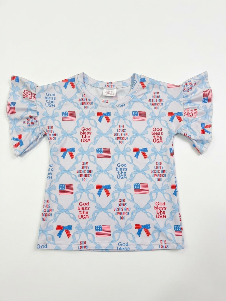 God bless the USA ruffle tee