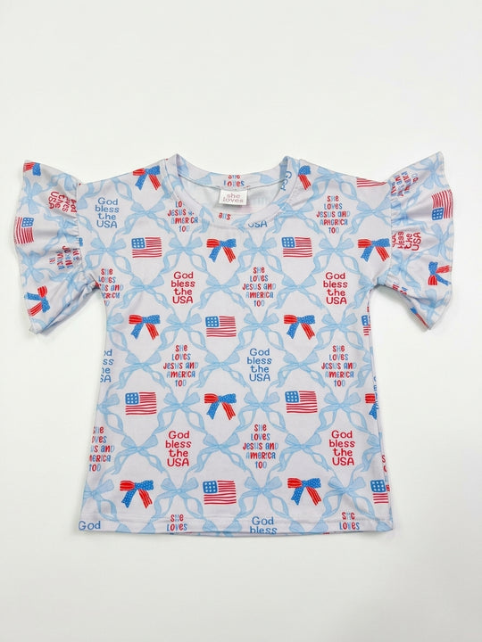 God bless the USA ruffle tee