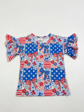 Patchwork bows July 4th ruffle tee