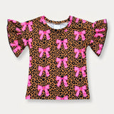 Faith bows leopard ruffle tee