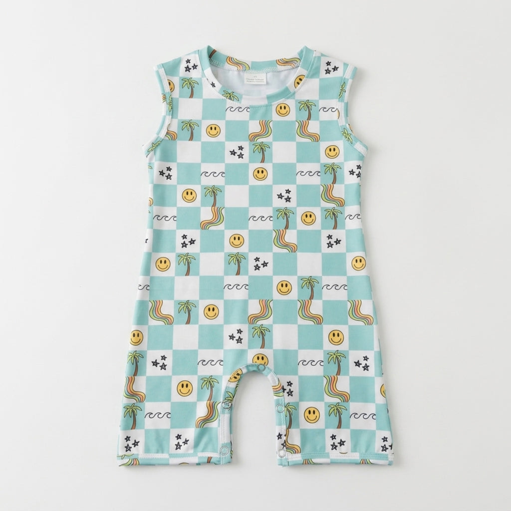 Wavy checks summer romper