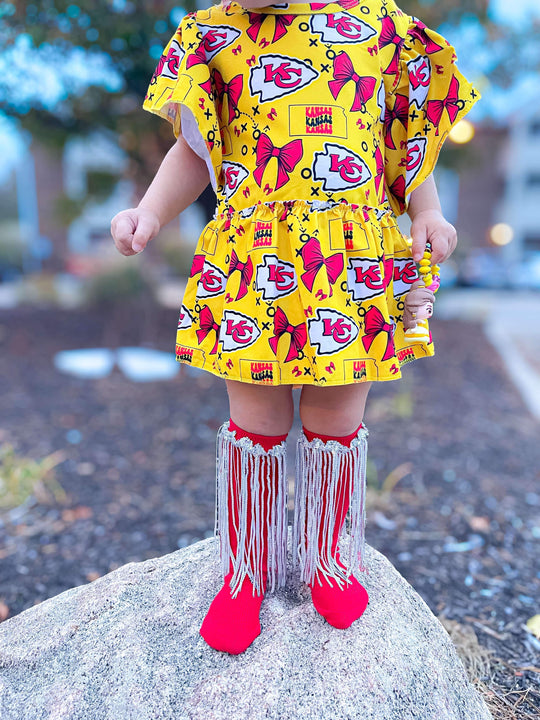 Sequin Tassle socks- Red