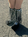 Sequin Tassle socks- black