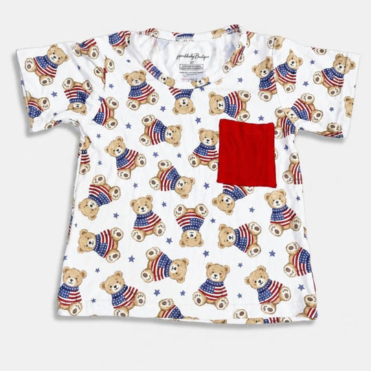 USA teddy bamboo pocket tee