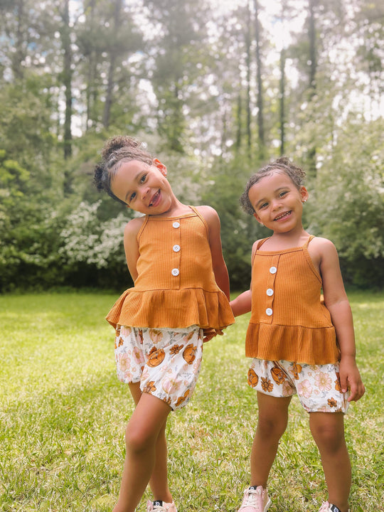 Two piece brown floral set
