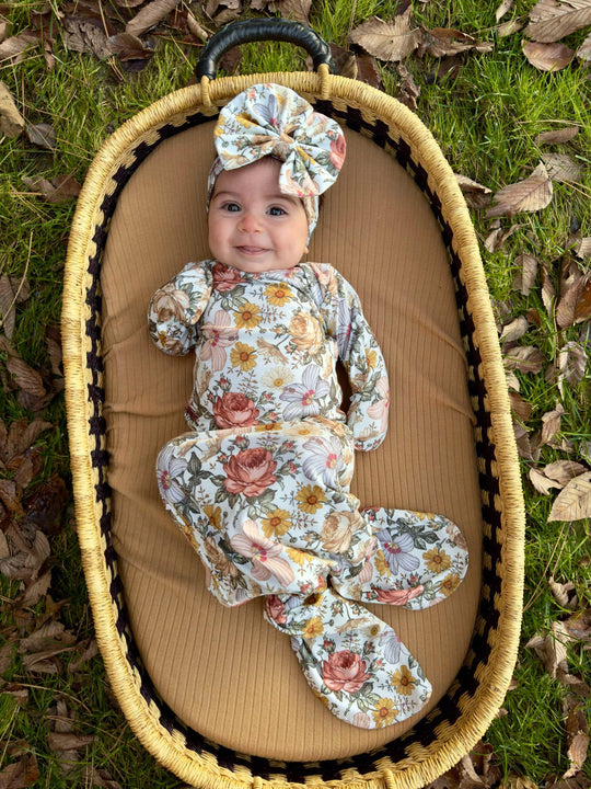 Vintage floral gown and headband set