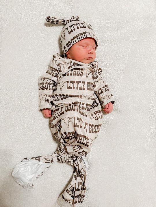 Little brother gown and hat set