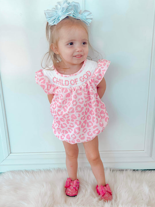 Smocked child of god romper