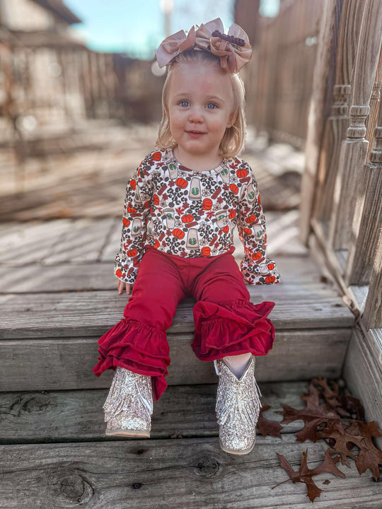 Maroon ruffle pants only