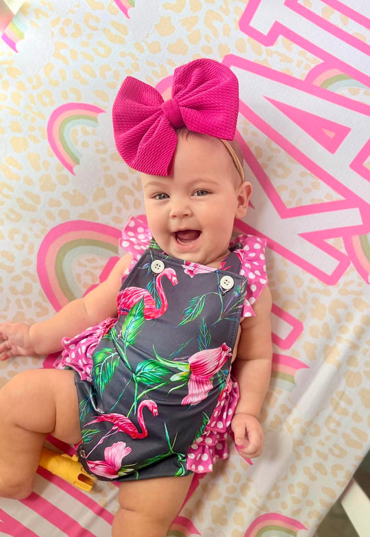 NEWBORN Flamingo tropical ruffle romper