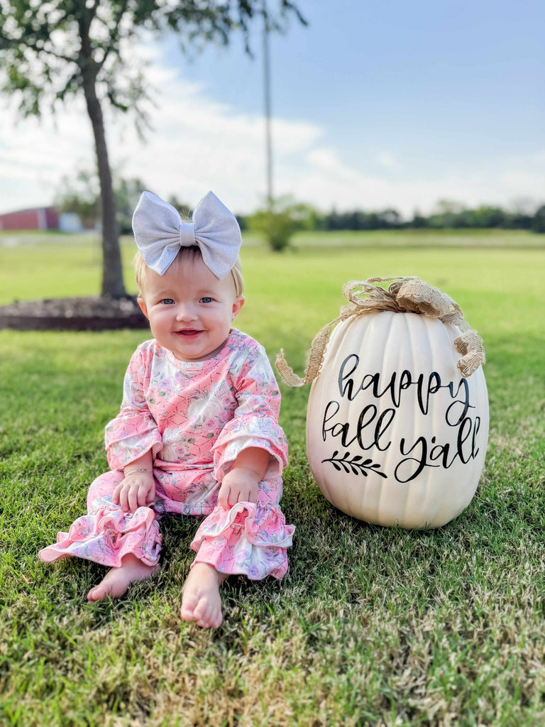 Clover cottage glitzy pumpkin romper