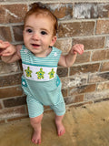 Turtle embroidery boy romper