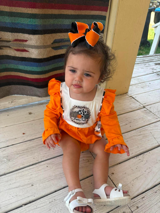 Orange happy fall romper