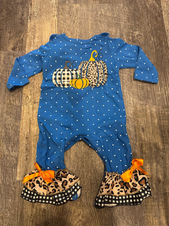 Polka dot pumpkin romper