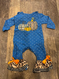 Polka dot pumpkin romper