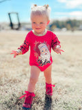 Red Santa believe sweater romper