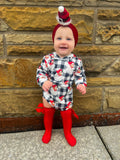 Checkered Santa Ribbed Hooded romper