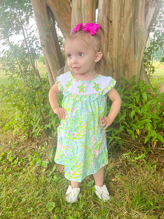 Turtle embroidery dress