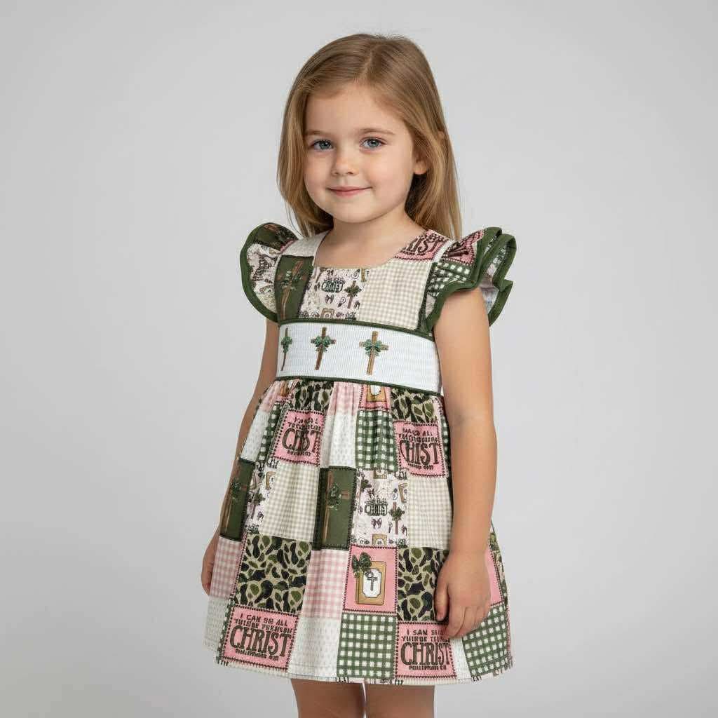 Smocked camo cross Dress M 3T Smocked camo cross Dress M 3T