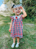 Red and Black Smocked Farm Dress
