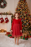 Red velvet tutu girl dress