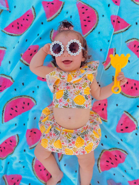 Lemon floral two piece swimsuit