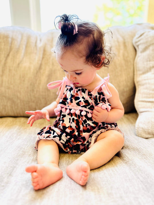 Leopard Pom romper