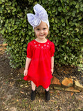 Red bows Smocked dress