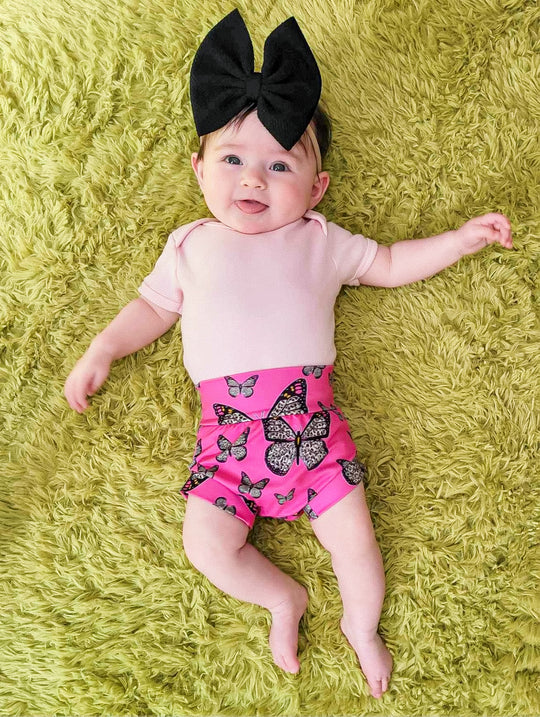 Pink with leopard butterflies bummies