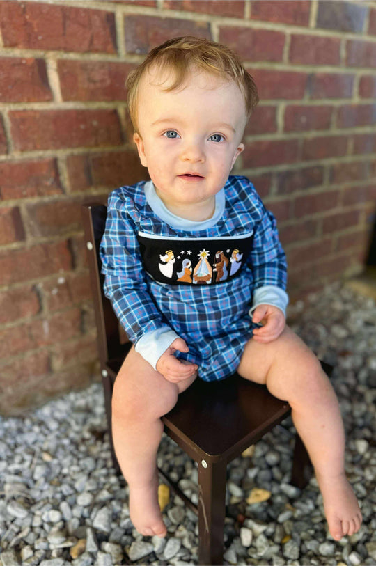 Navy nativity romper