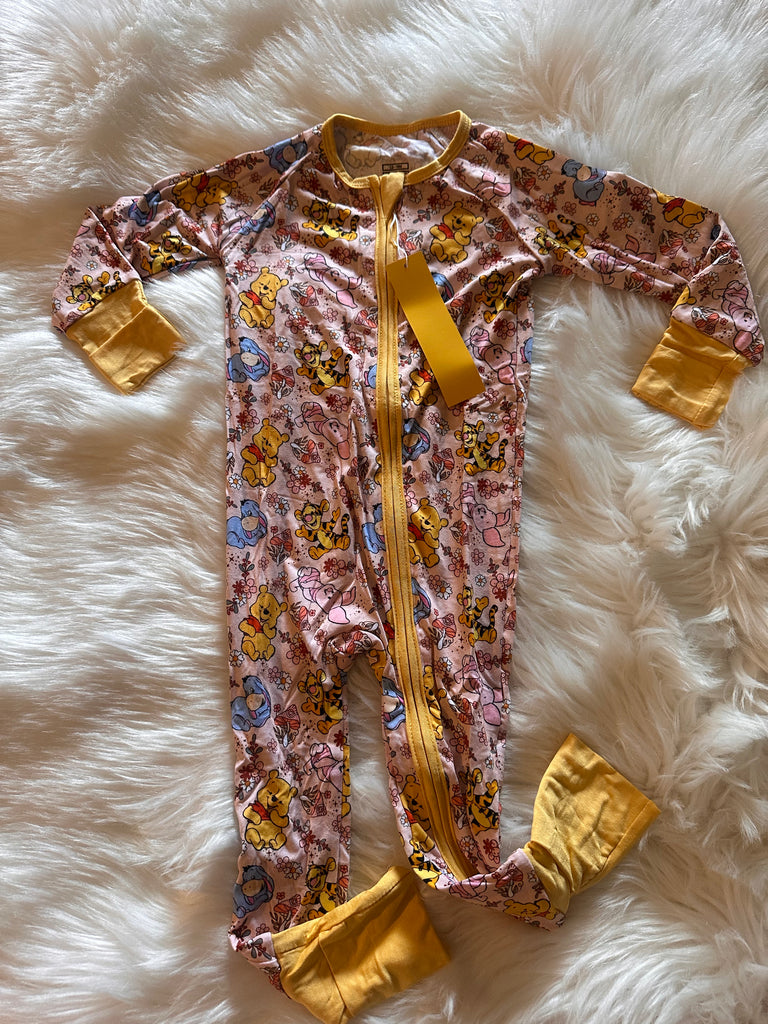 Floral bear character bamboo zip 12/18 M