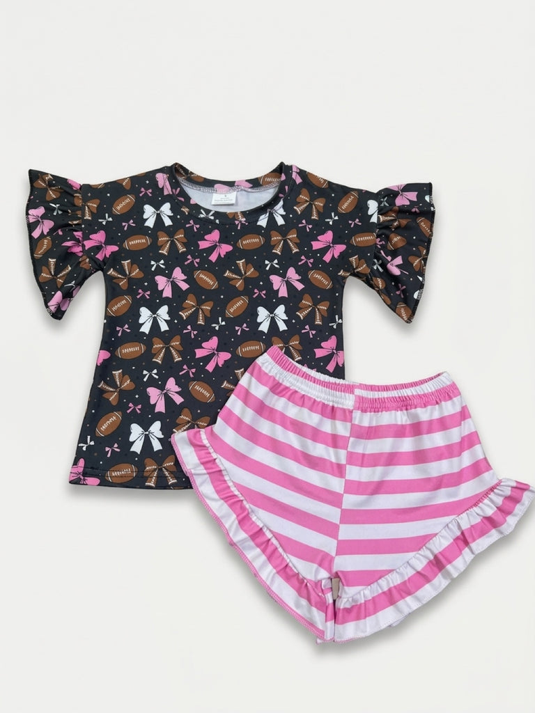 PRE order ships week of 10/12 football bow ruffle set