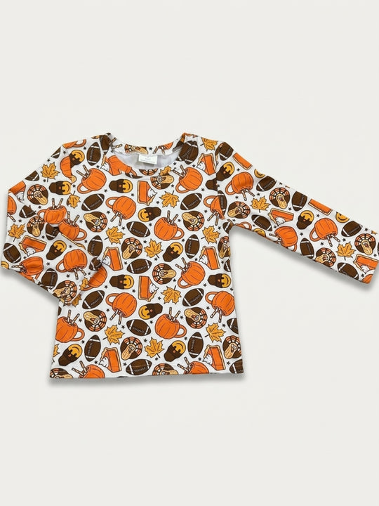 PRE order ships week of 10/12 long sleeve top football and turkeys