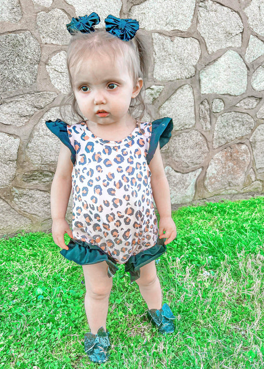 Clover Cottage leopard summer Romper