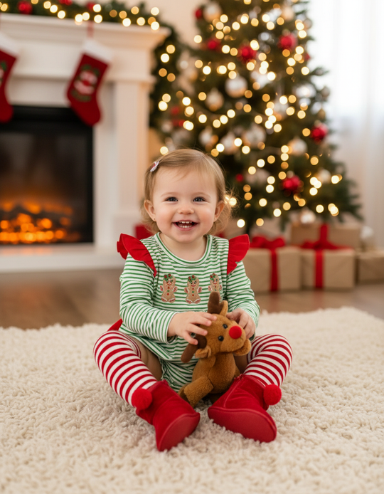 Gingerbread ruffle romper