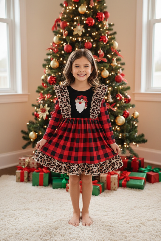 Buffalo plaid santa dress